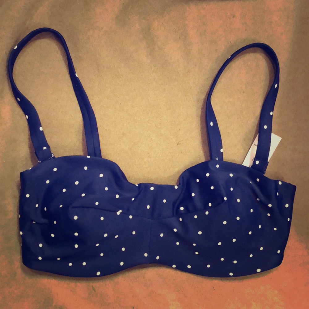 Bandeau underwire swim top - xsmall navy dots